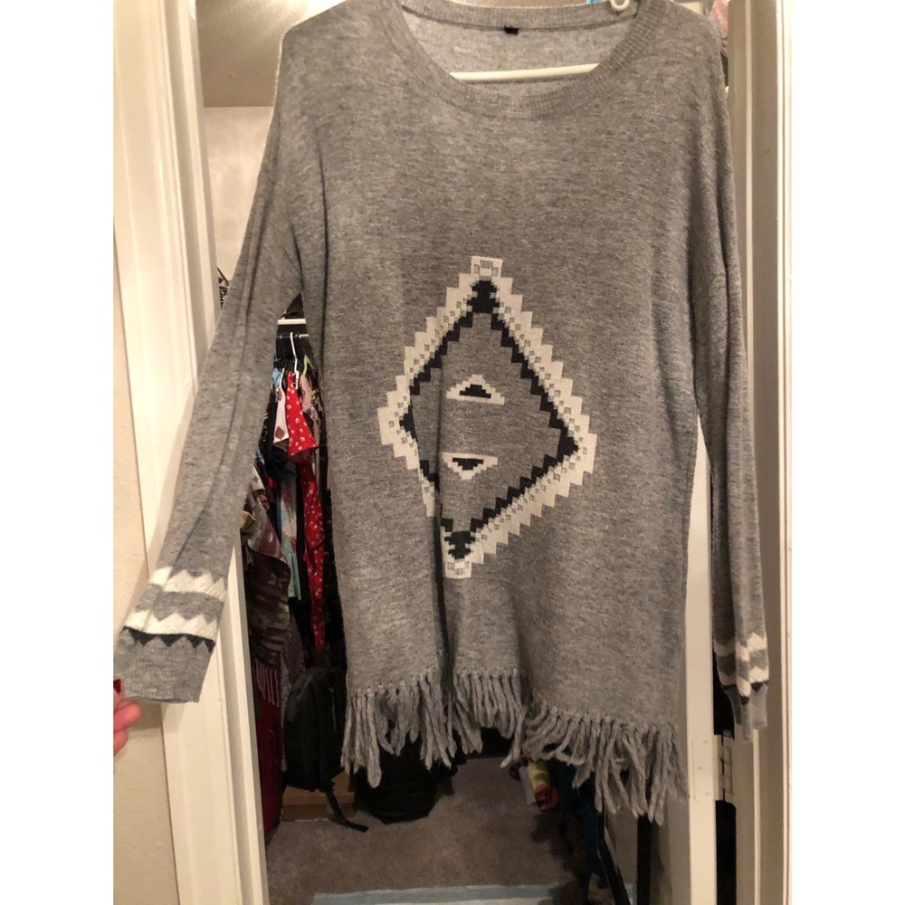 Aztec fringe sweater